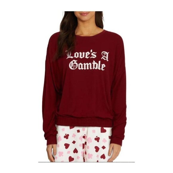 Wildfox Intimates Womens Red White Hearts Soft Shorty Pajamas 2 Pc Sets Sz L New - Picture 2 of 14